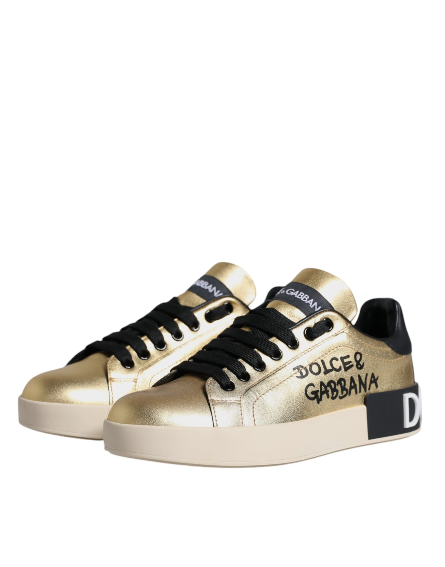 Gold Portofino Calf Leather Sneakers Shoes