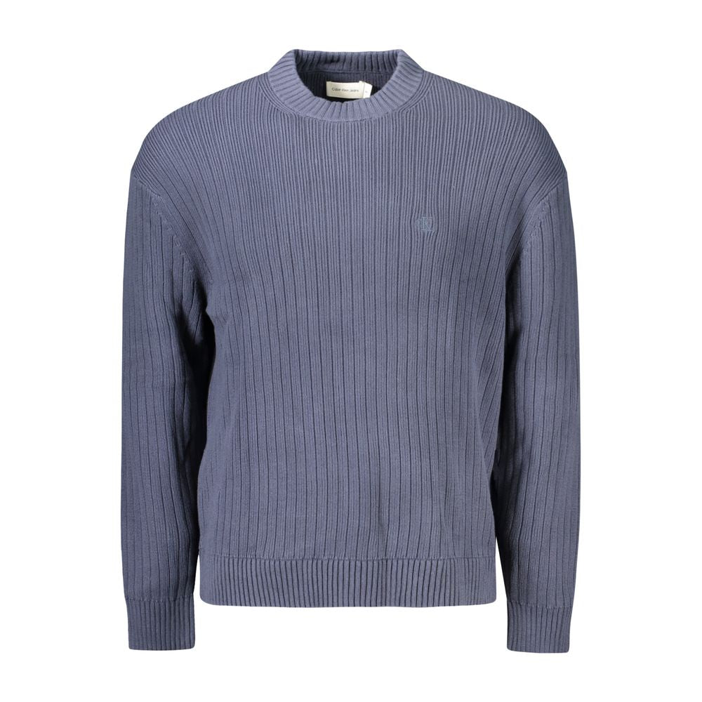 Blue Cotton Men Sweater