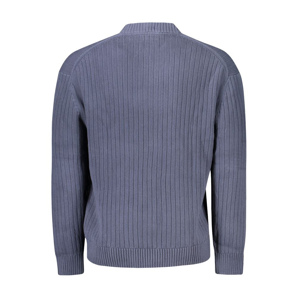 Blue Cotton Men Sweater