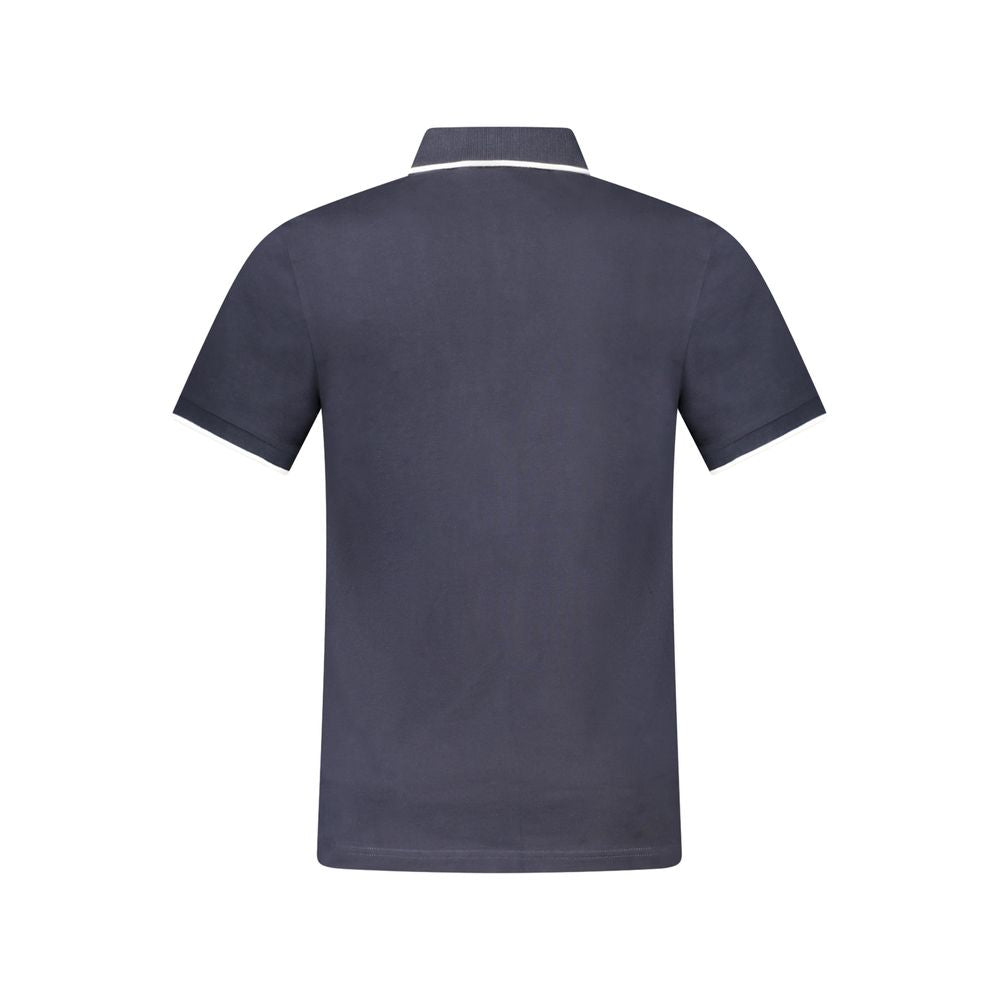 Blue Cotton Men Polo Shirt