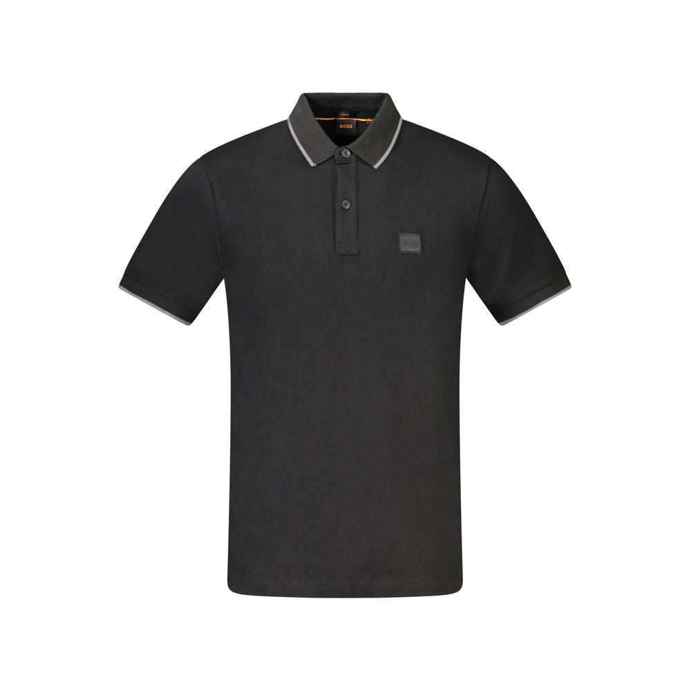 Black Cotton Men Polo Shirt