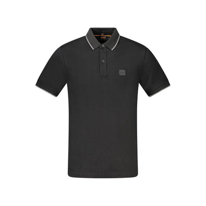 Black Cotton Men Polo Shirt