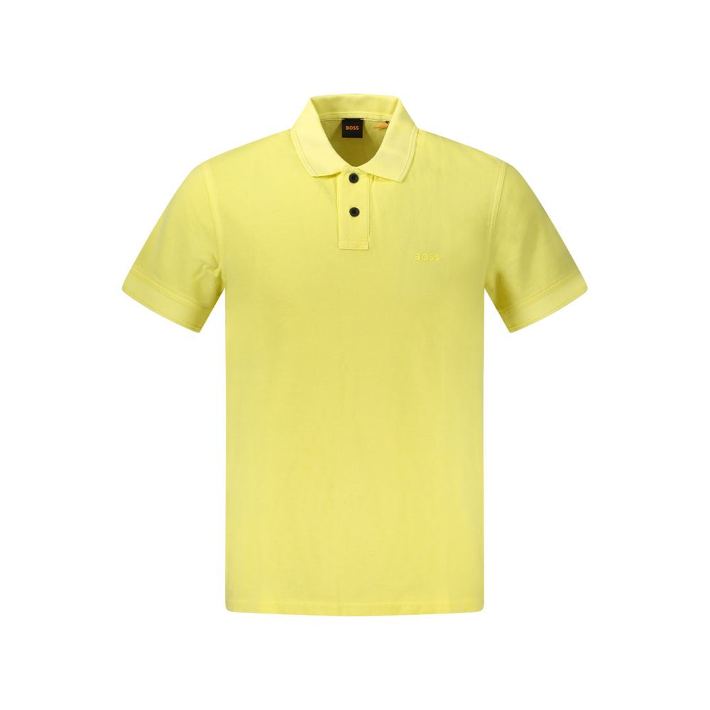 Yellow Cotton Men Polo Shirt