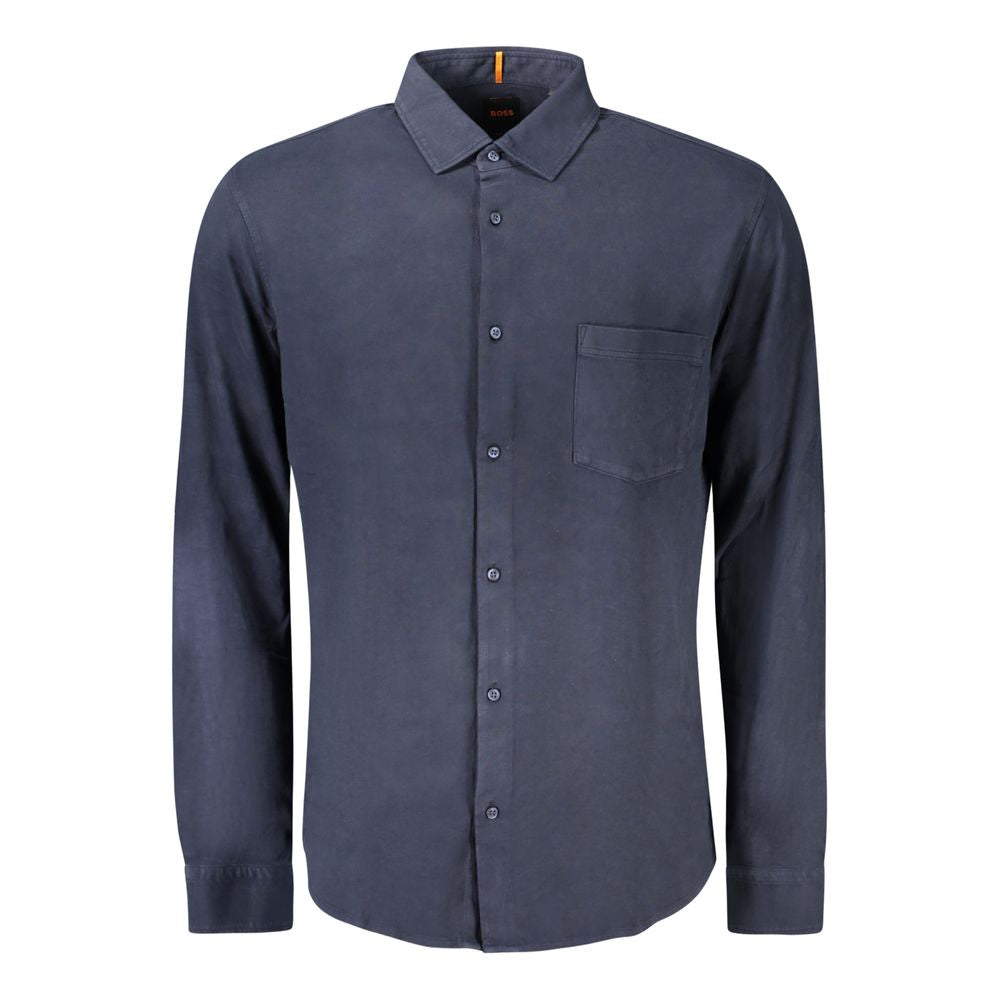 Camisa azul de algodón para hombre