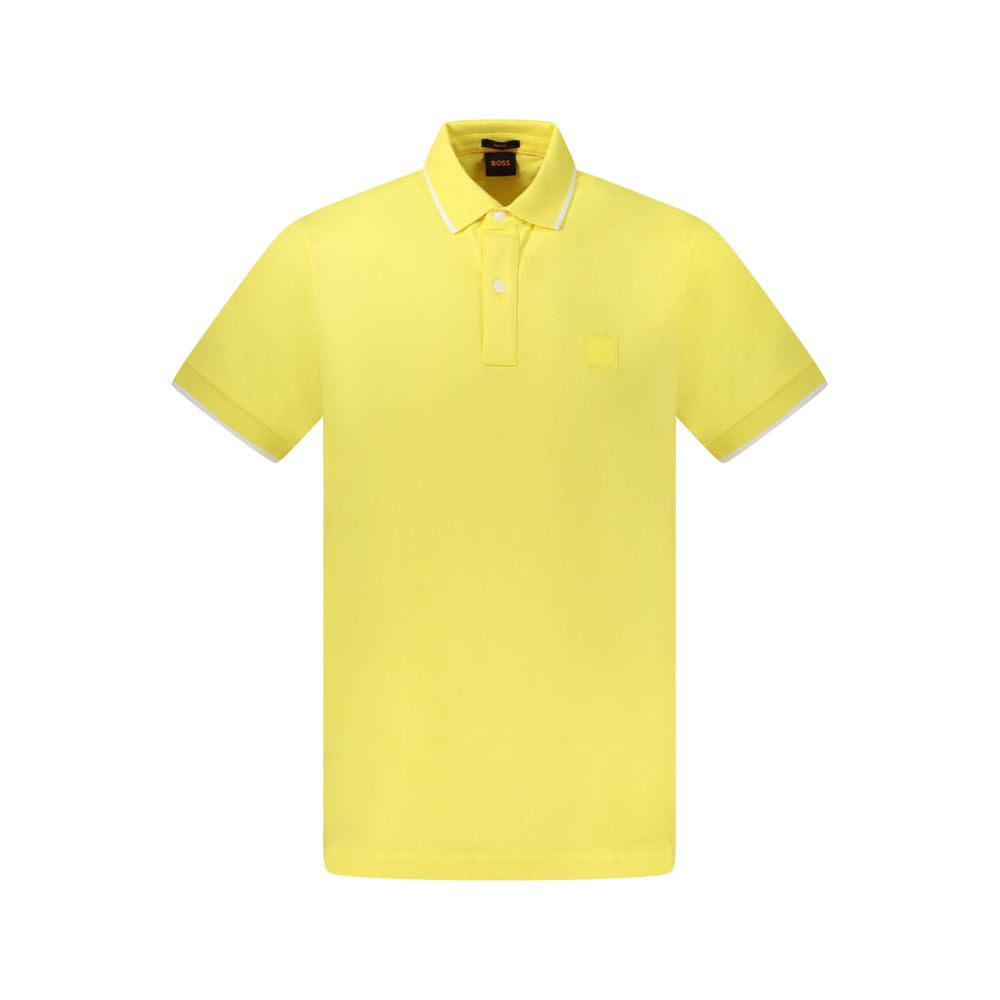 Yellow Cotton Men Polo Shirt