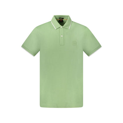 Green Cotton Men Polo Shirt