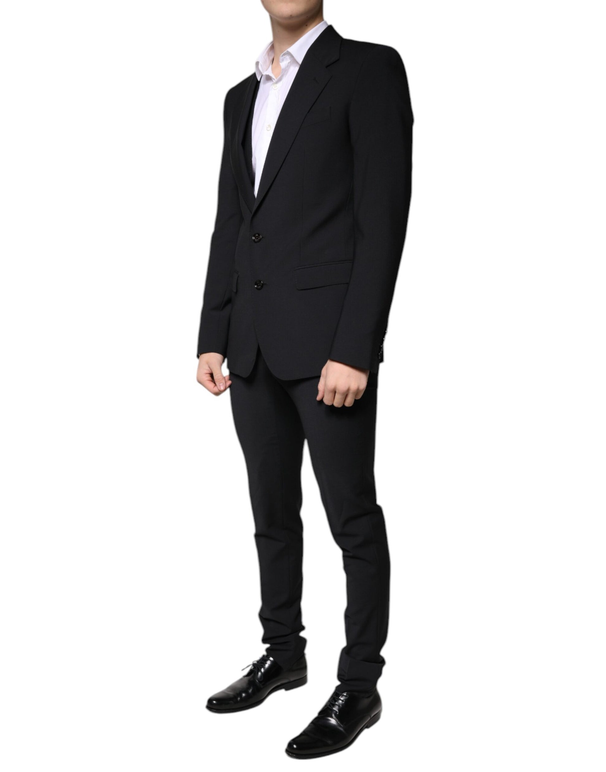 Black Wool 3 Piece Slim Fit Formal Men Suit