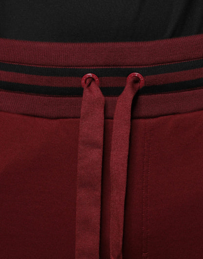 Dark Red Cotton Men Jogger Sweatpants Pants