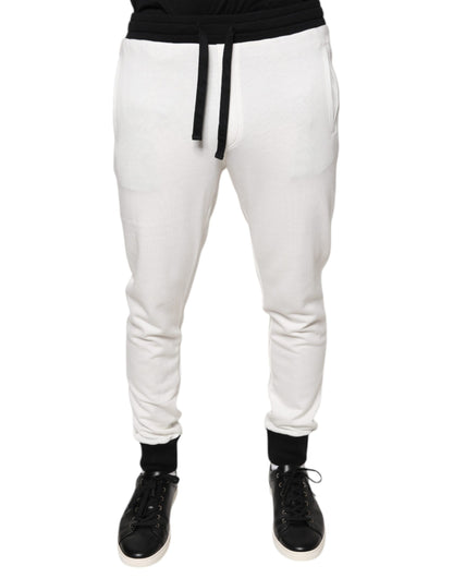 White Cotton Slim Men Jogger Sweatpants Pants