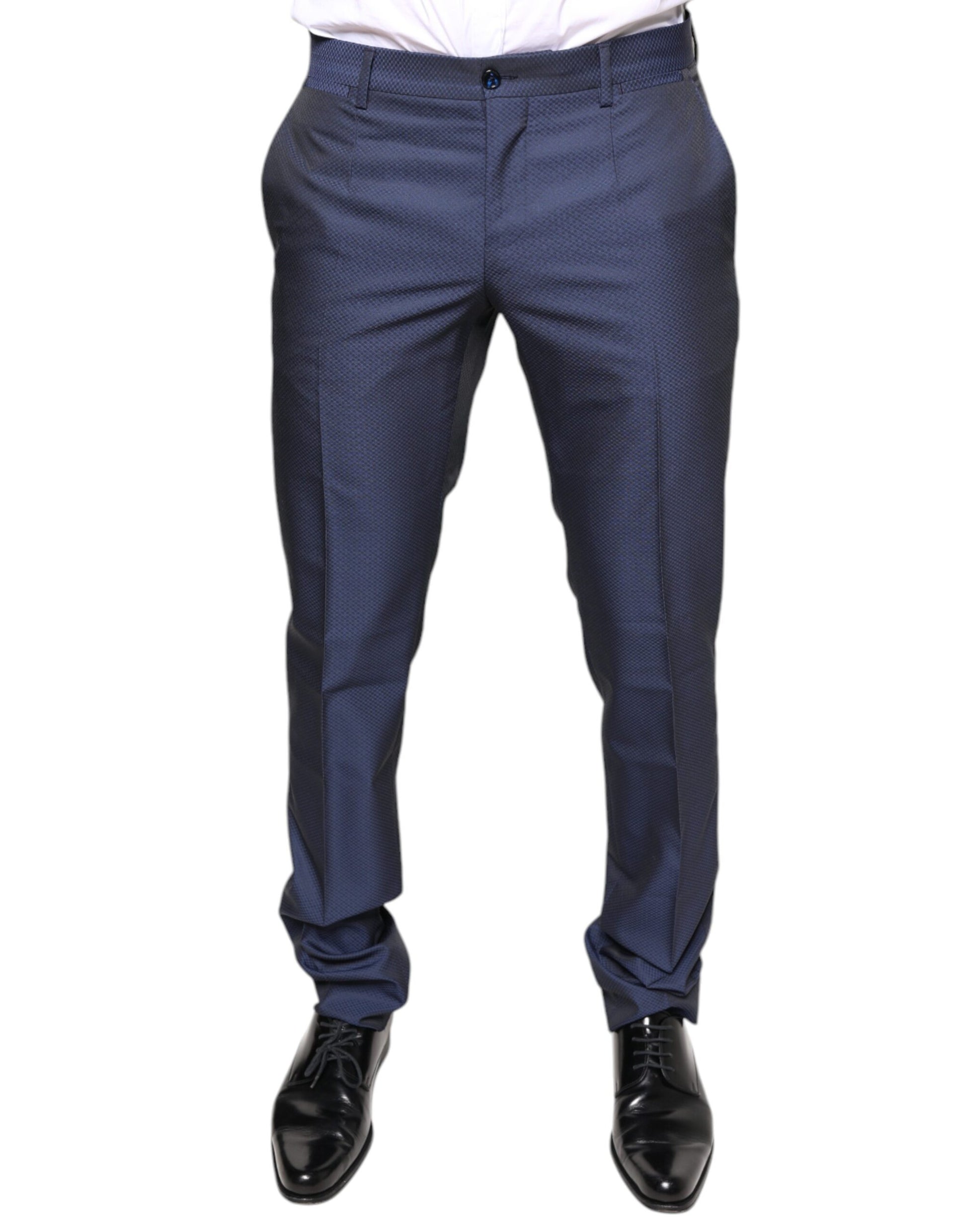 Pantalones de esmoquin formales de poliéster azul