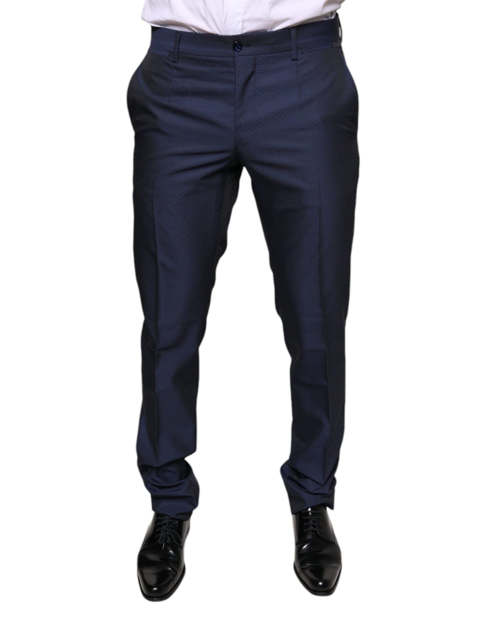 Pantalones de esmoquin formales de poliéster azul