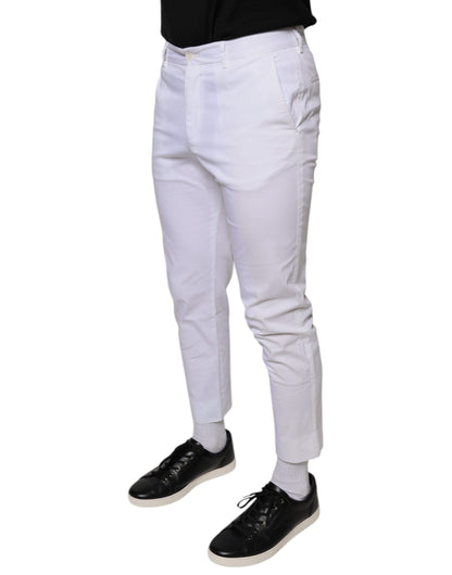 Pantalones de vestir ajustados de algodón blanco