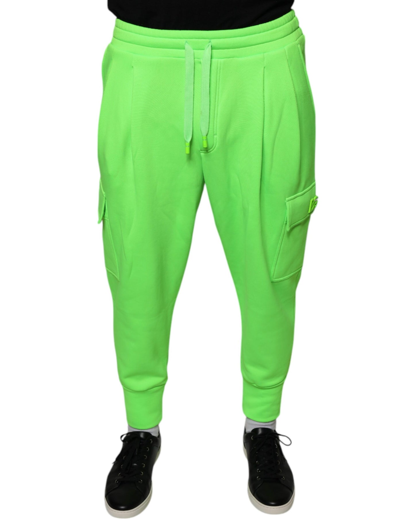 Pantalones deportivos cargo de poliéster verde neón para jogging