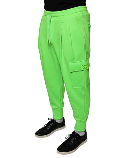 Pantalones deportivos cargo de poliéster verde neón para jogging