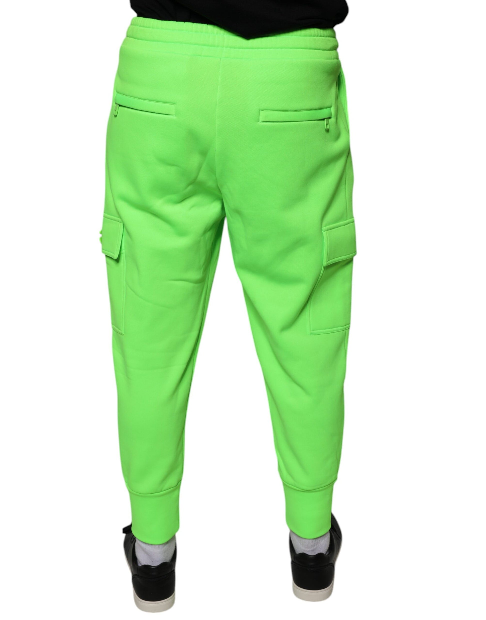 Pantalones deportivos cargo de poliéster verde neón para jogging