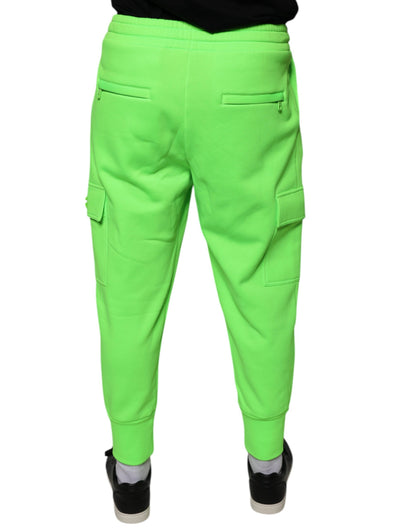 Pantalones deportivos cargo de poliéster verde neón para jogging