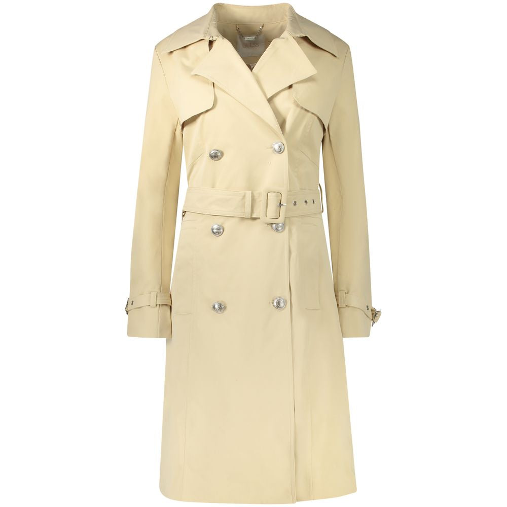 Beige Polyester Women Coat