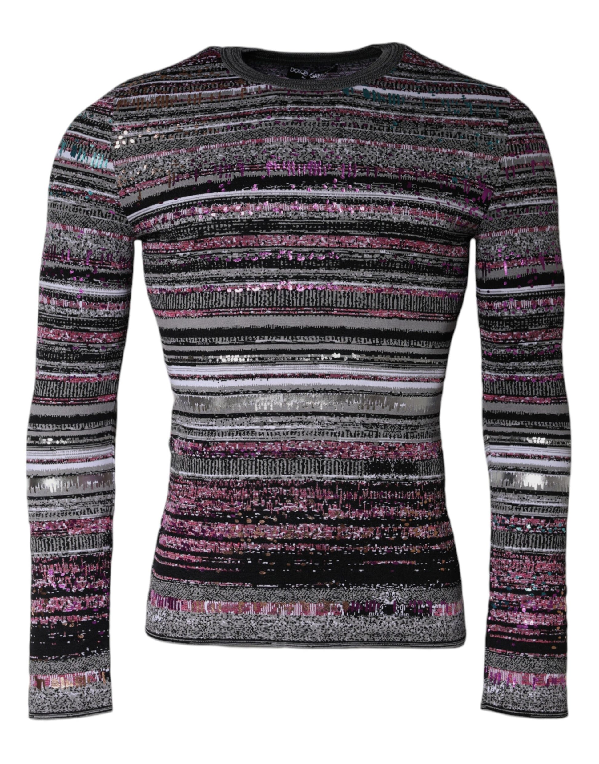 Multicolor Stripes Crew Neck Pullover Sweater