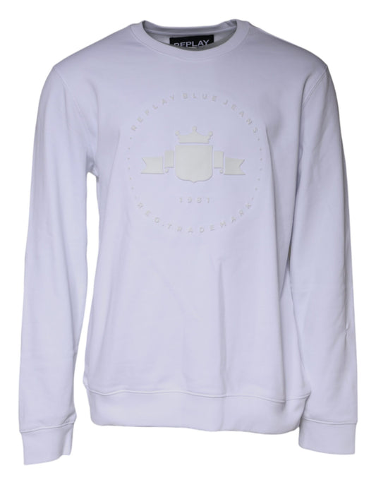 Sudadera con cuello redondo y logotipo en relieve blanco para hombre