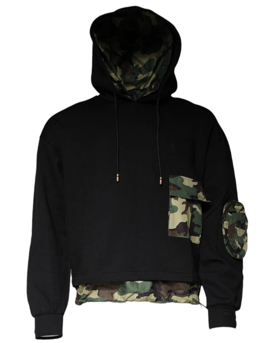 Sudadera con capucha de algodón y bolsillos negros