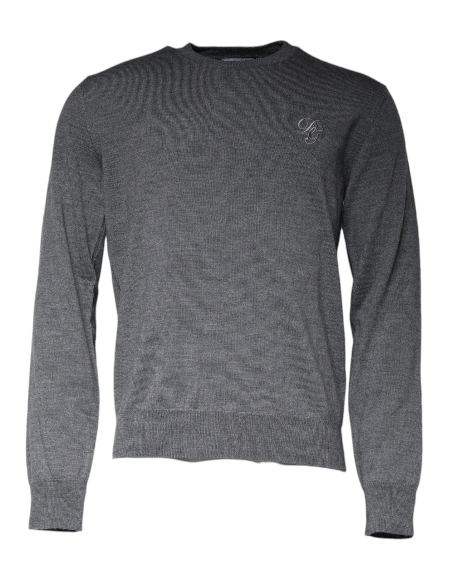 Dark Gray Wool Crew Neck Pullover Sweater