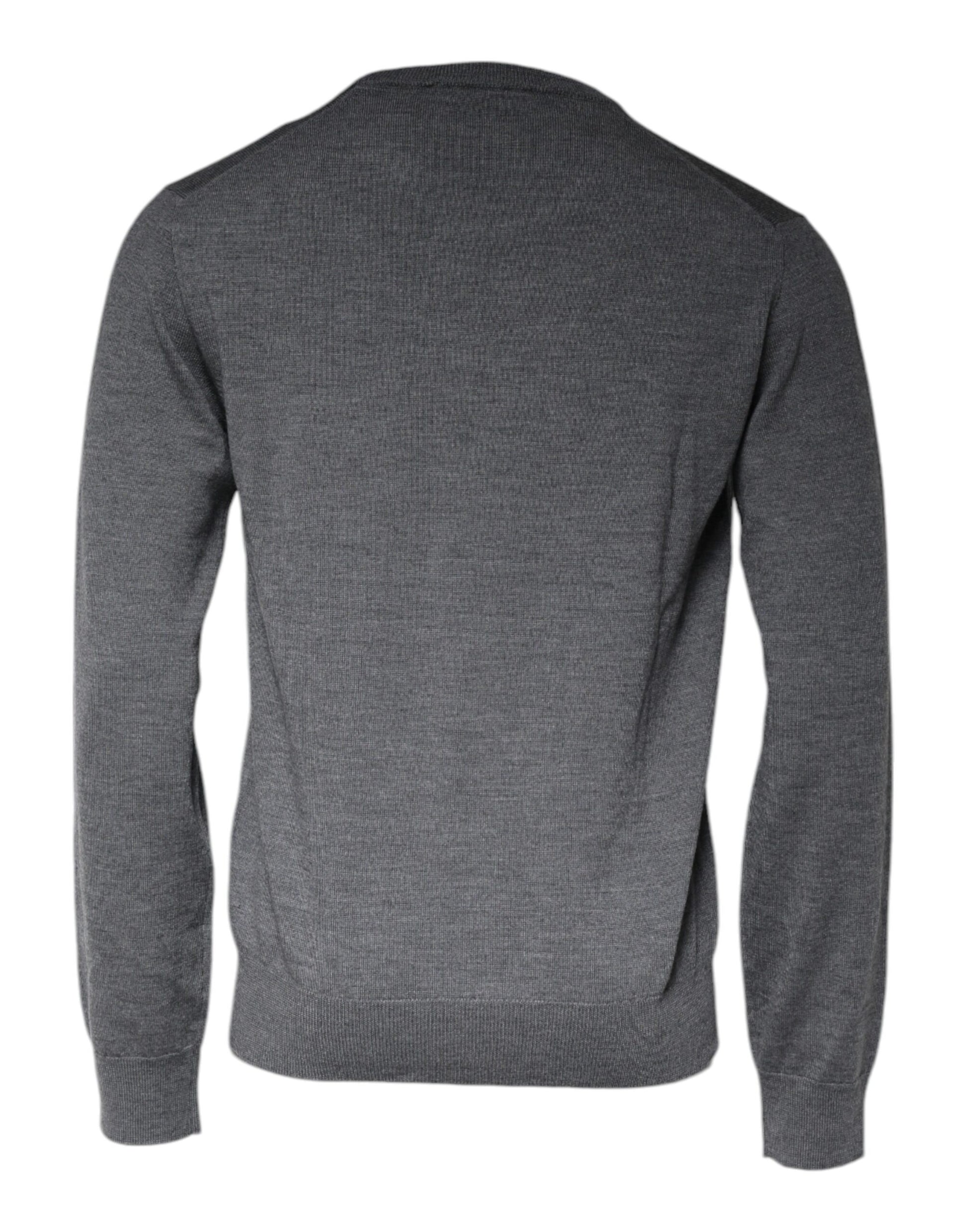 Dark Gray Wool Crew Neck Pullover Sweater