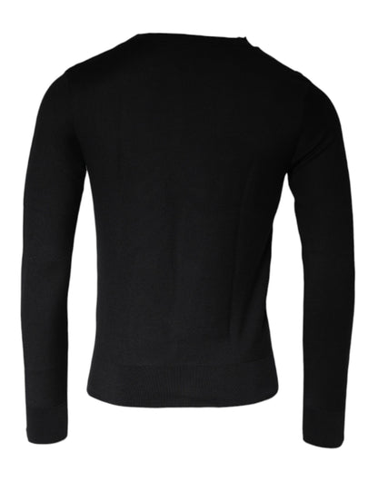 Black Long Sleeve Crew Neck Pullover Sweater