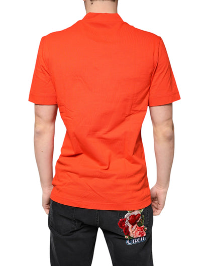 Camisa tipo polo informal de algodón con botones en color naranja