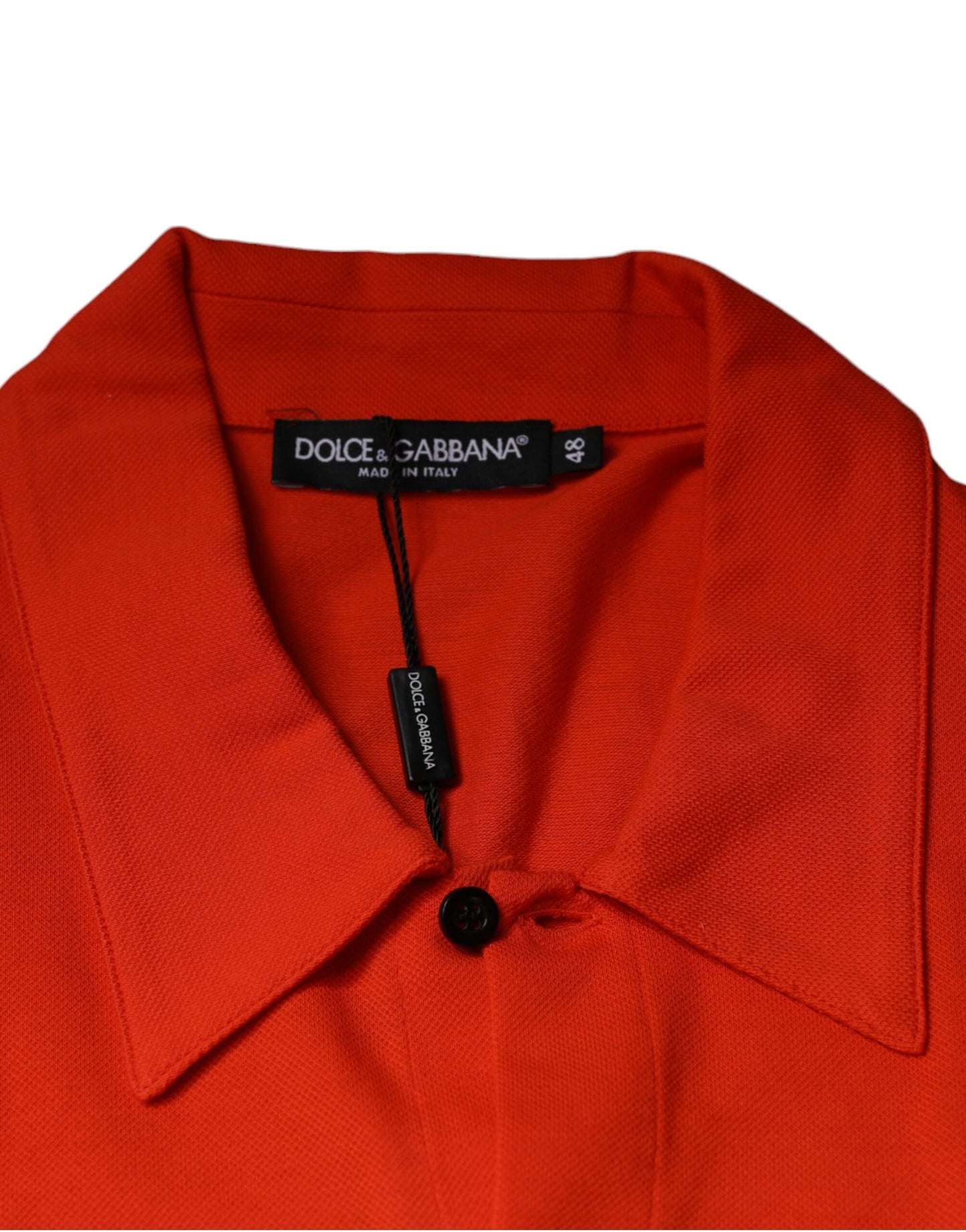 Camisa tipo polo informal de algodón con botones en color naranja