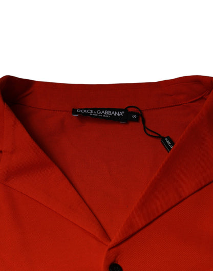 Camisa tipo polo informal de algodón con botones en color naranja