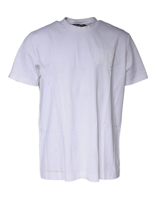 Camiseta de cuello redondo con logotipo en relieve en color blanco