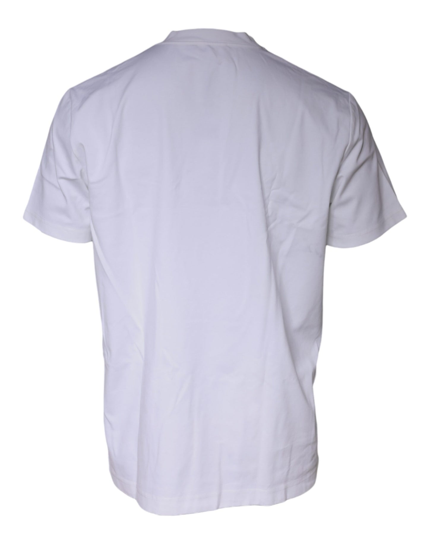 Camiseta blanca con logo en relieve y cuello redondo