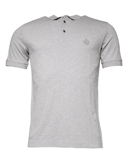 Camiseta tipo polo de manga corta con cuello de corona gris