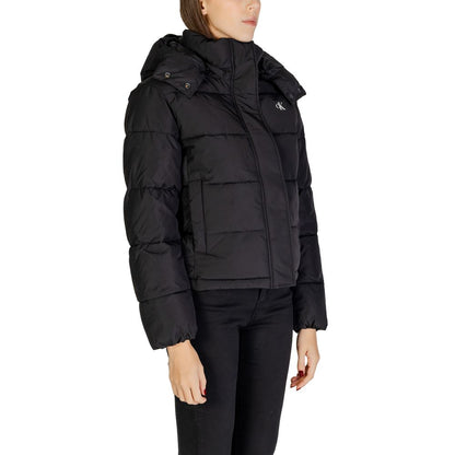 Black Polyester Polyester Jackets & Coat