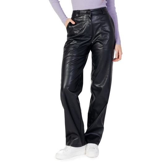 Black Polyester Polyester Jeans & Pant