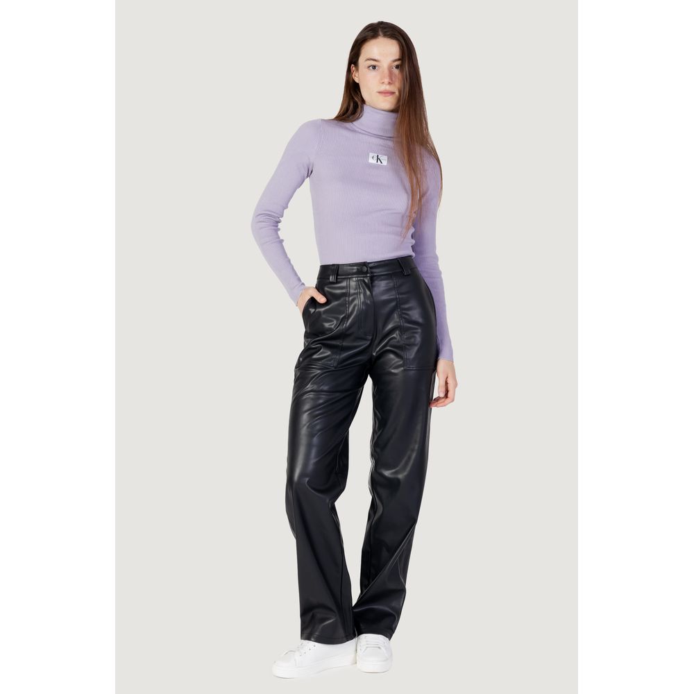 Black Polyester Polyester Jeans & Pant