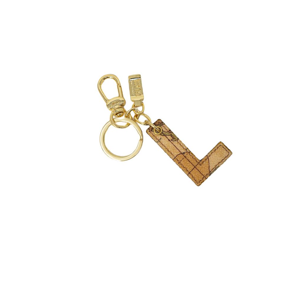 Beige Leather Keychain