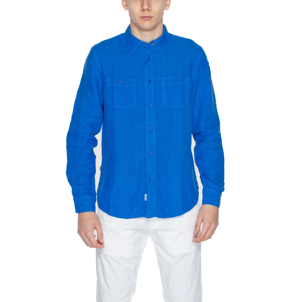 Camisa de lino azul