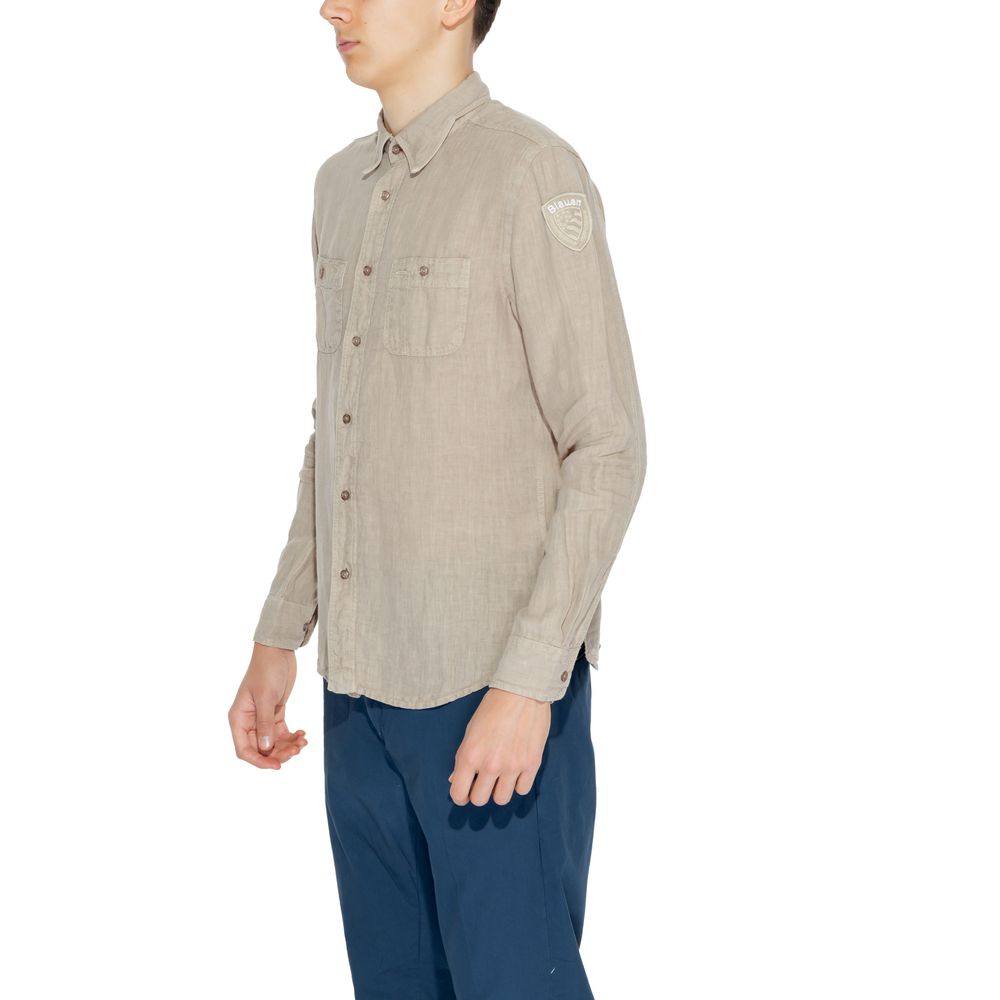 Camisa de lino beige