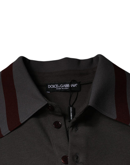 Gray DG Embroidery Collared Men Polo T-shirt