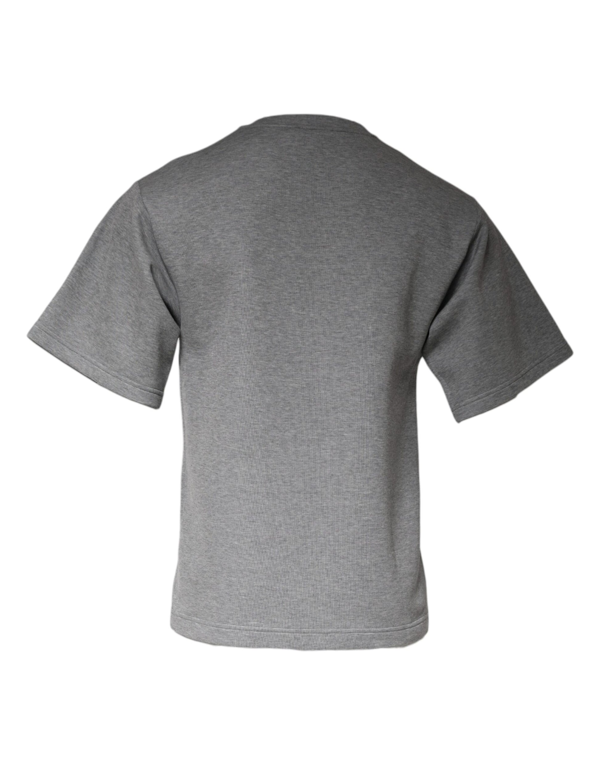 Gray Cotton Blend Embellished Tee T-shirt