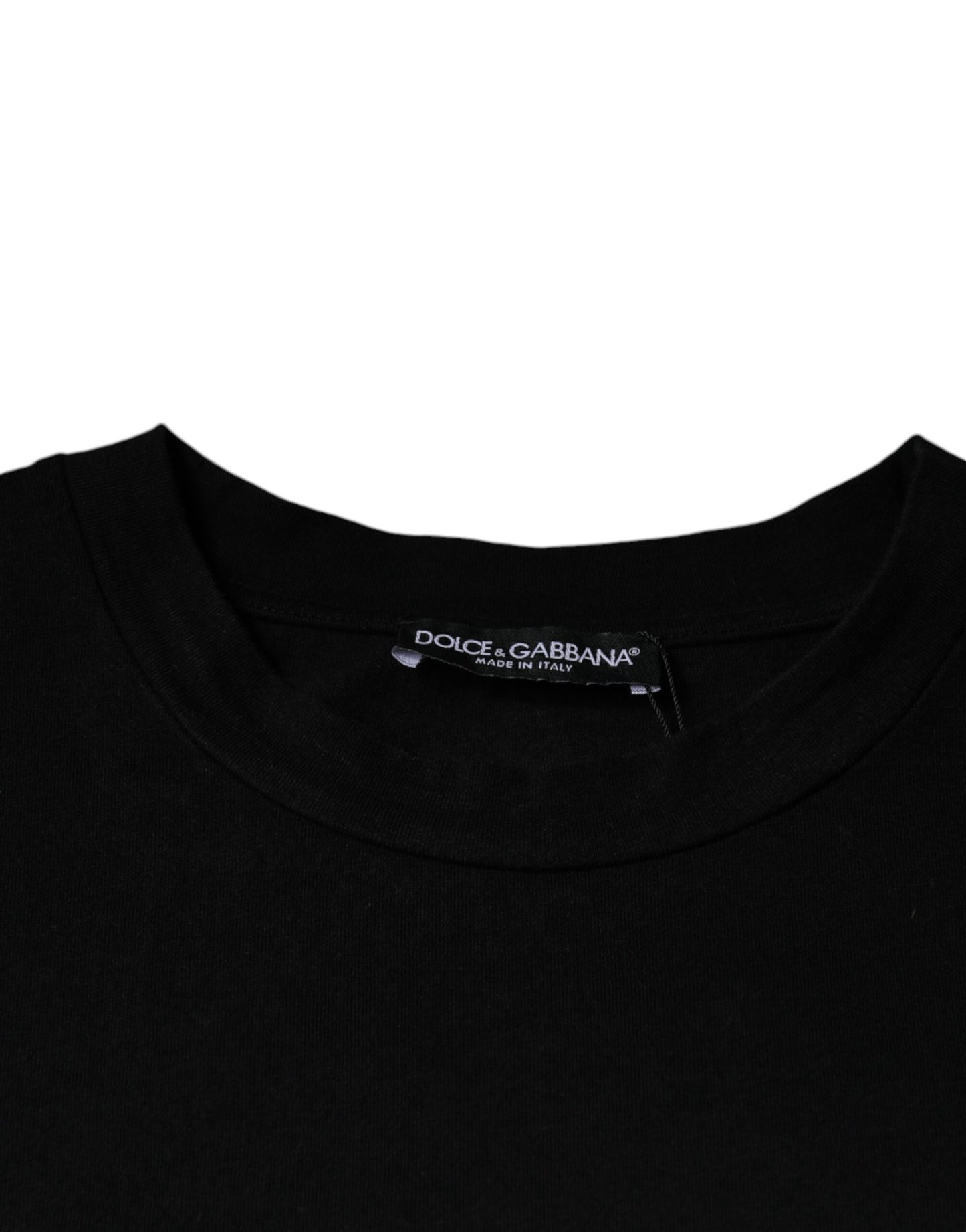 Black Amore Print Cotton Crew Neck T-shirt