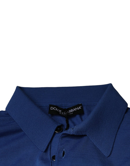 Blue Cashmere Short Sleeves Men Polo T-shirt