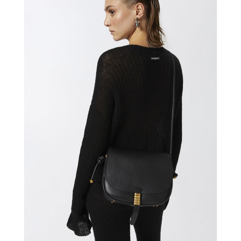 Black Leather Women Crossbody Bag