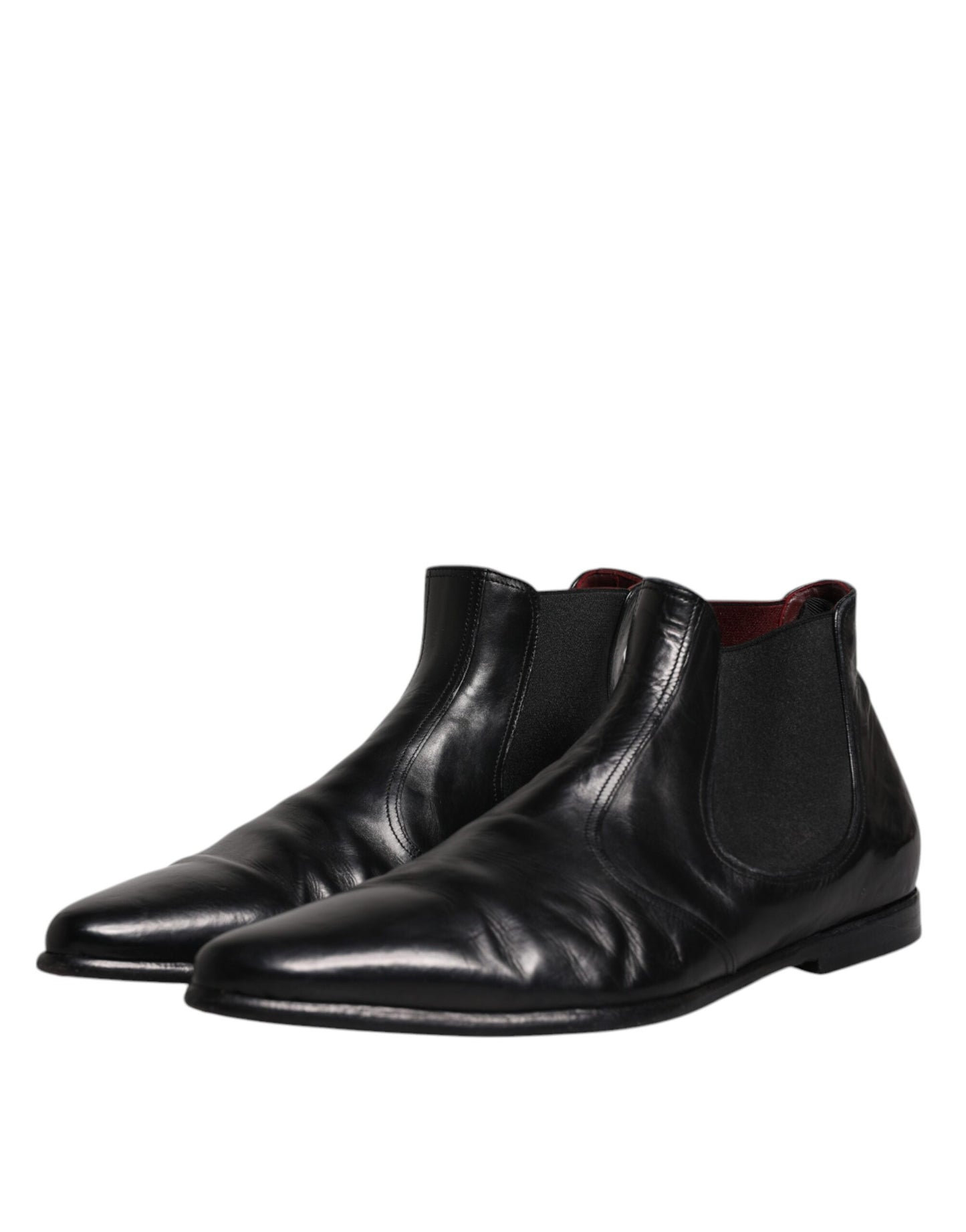 Cuero Negro Chelsea Hombres Botines Zapatos