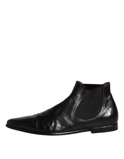 Cuero Negro Chelsea Hombres Botines Zapatos