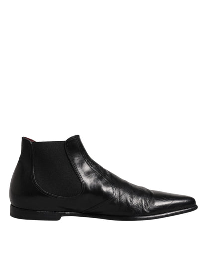 Cuero Negro Chelsea Hombres Botines Zapatos