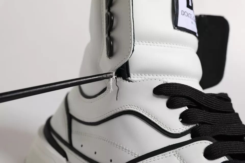 White Leather High Top Men Sneakers Shoes