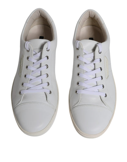 White Leather Low Top Men Sneakers Shoes