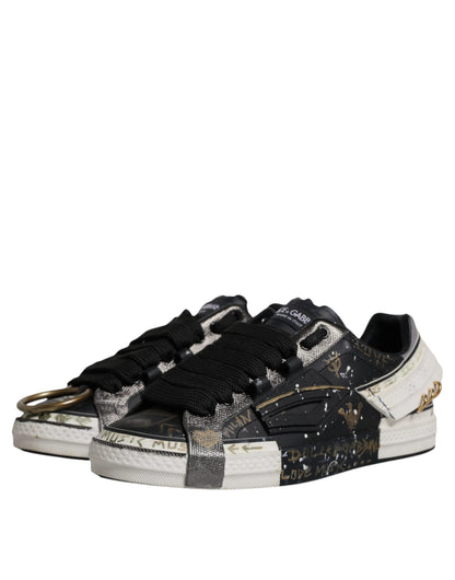 Black White Portofino Low Top Sneakers Shoes